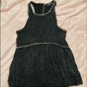 POL lace trim racer-back zip up tank top/tunic